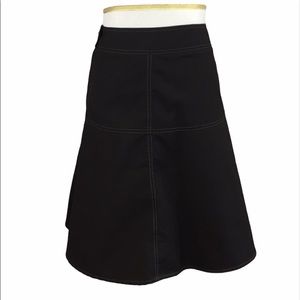 Eshakti Black Midi Length Side Zip A-Line Skirt